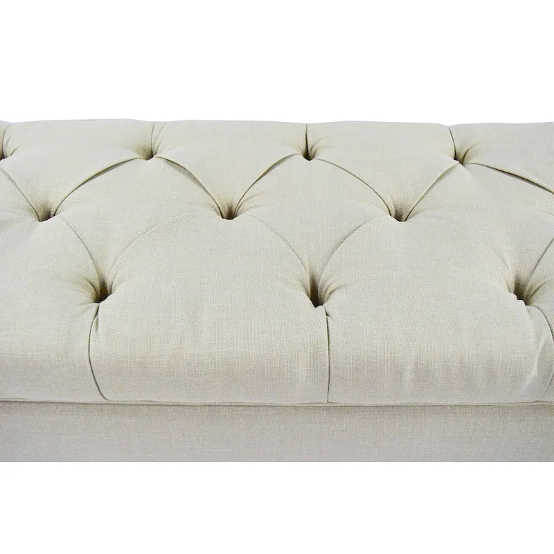 The Sole Secret Beige Diamond Tufted Shoe Storage Bench