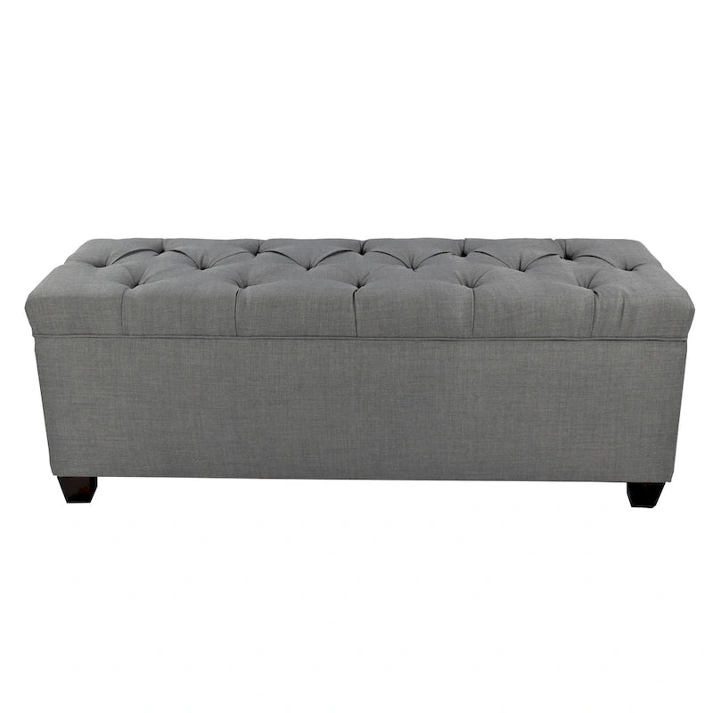 The Sole Secret Dark Grey Diamond Tufted Shoe Storage Bench
