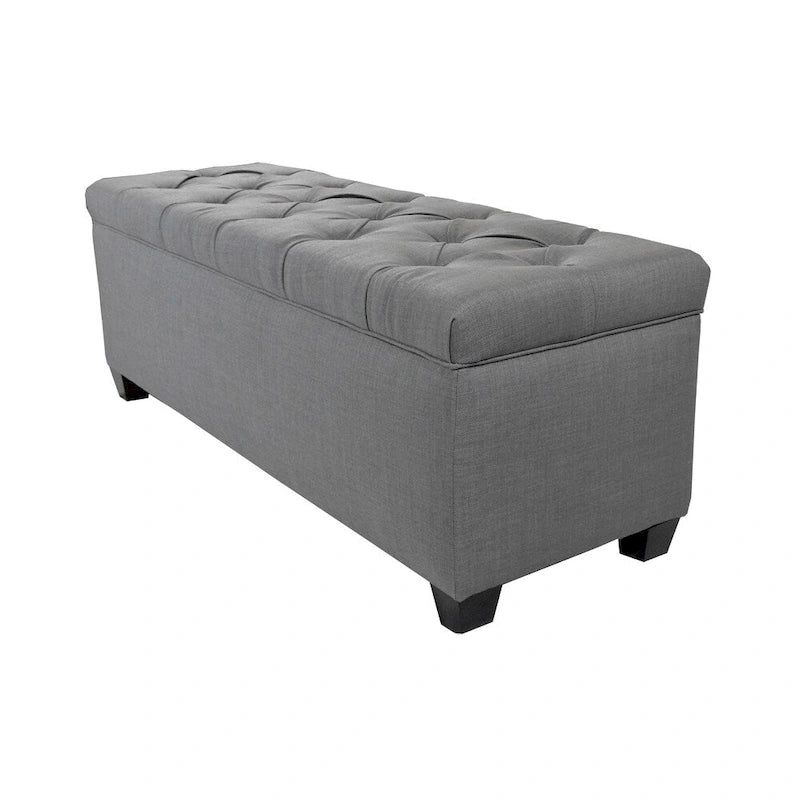 The Sole Secret Dark Grey Diamond Tufted Shoe Storage Bench