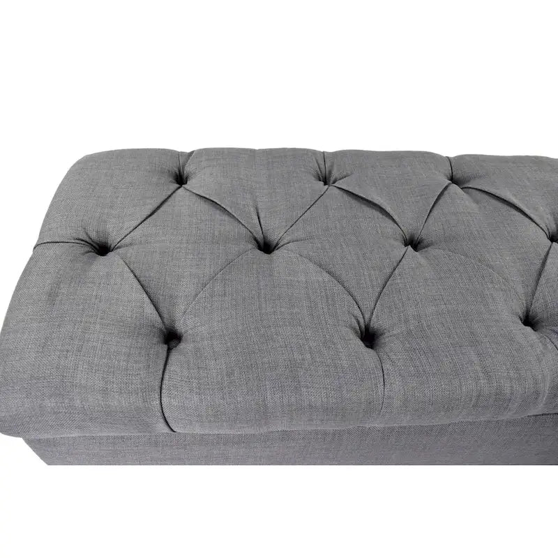 The Sole Secret Dark Grey Diamond Tufted Shoe Storage Bench
