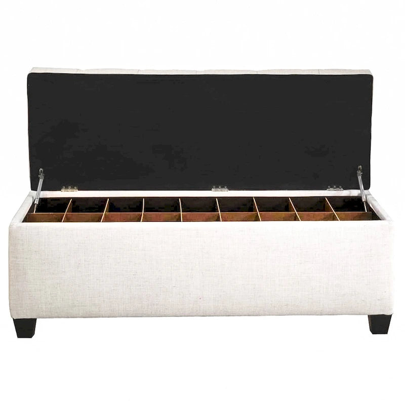 Sole Secret Loft Magnolia Fabric Shoe Storage Bench with Espresso Legs