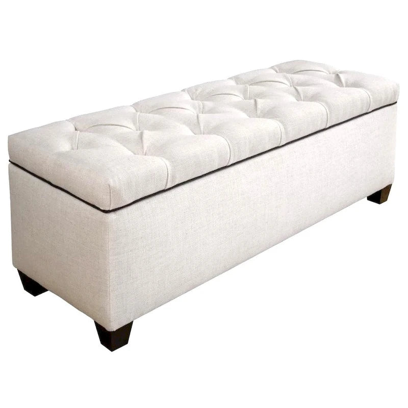 Sole Secret Loft Magnolia Fabric Shoe Storage Bench with Espresso Legs