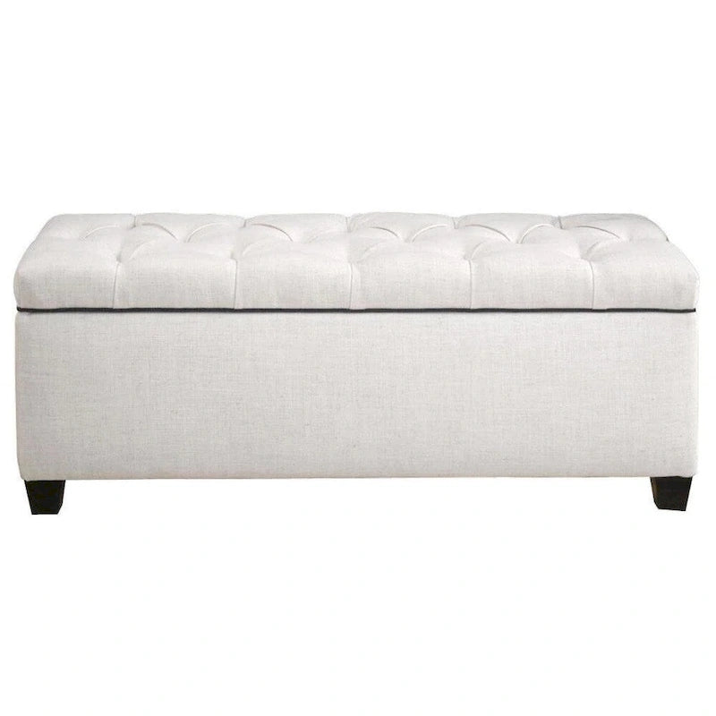 Sole Secret Loft Magnolia Fabric Shoe Storage Bench with Espresso Legs