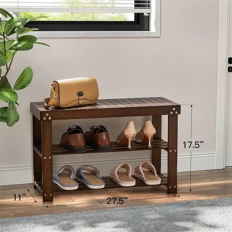 3 Tier Sturdy Shoe Bench - 11D x 27.5W x 17.5H
