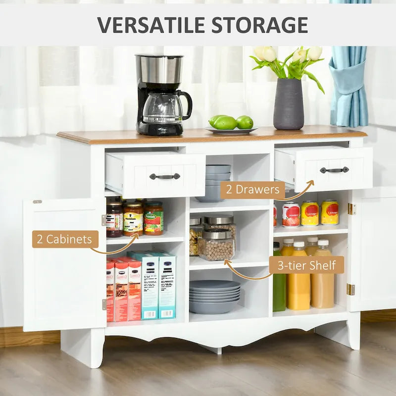 HOMCOM 42 Accent Sideboard Storage Cabinet, Serving Buffet with Drawers and Adjustable Shelves for Dining Room, Living Room