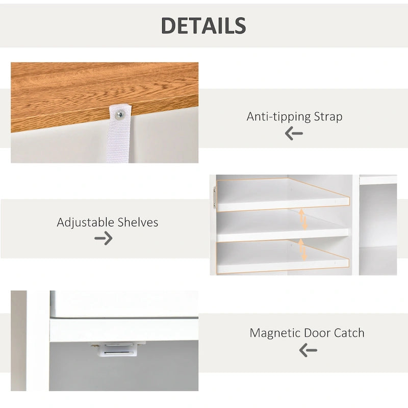 HOMCOM 42 Accent Sideboard Storage Cabinet, Serving Buffet with Drawers and Adjustable Shelves for Dining Room, Living Room