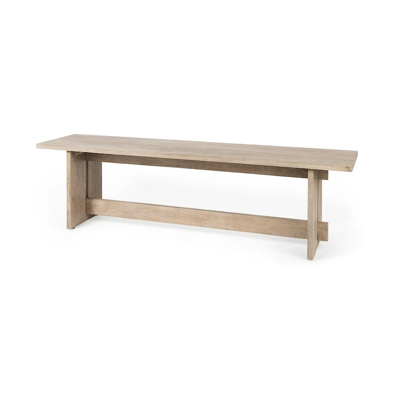 Aida Grey Brown Solid Wood Dining Bench