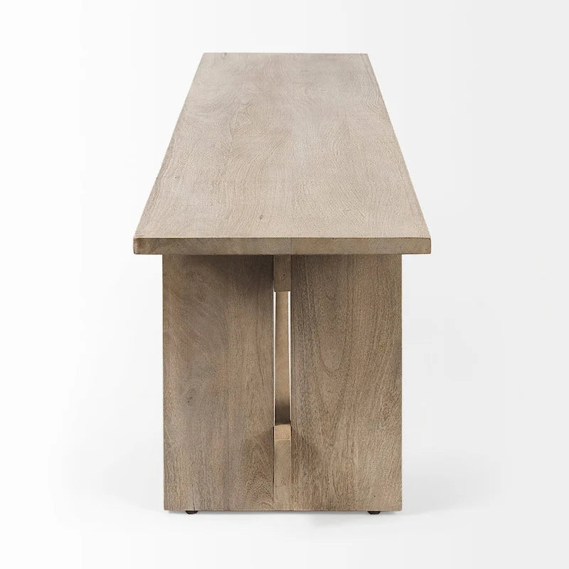 Aida Grey Brown Solid Wood Dining Bench