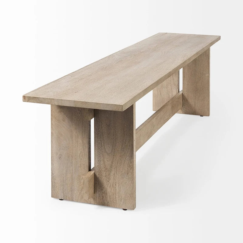 Aida Grey Brown Solid Wood Dining Bench