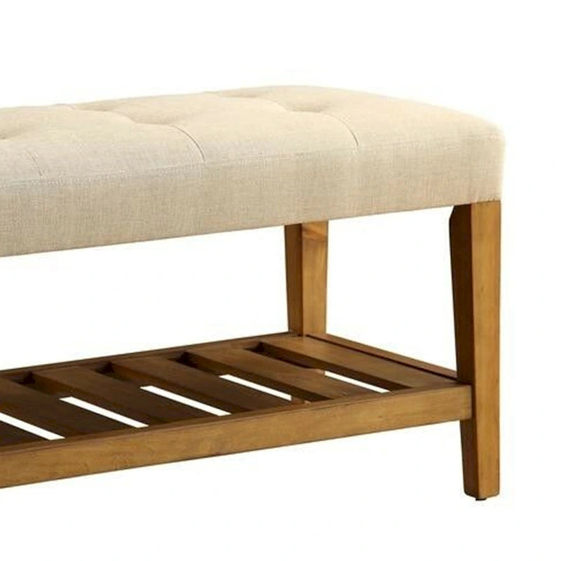 Wooden Bench, Beige & Oak