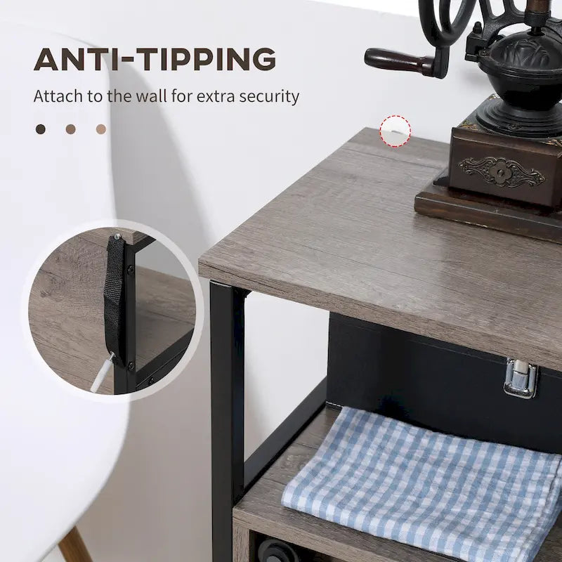 HOMCOM Farmhouse Buffet Cabinet, Kitchen Sideboard, with Sliding Barn Door and Adjustable Shelf for Living Room, Grey