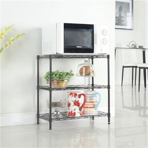 3 Layers Carbon Steel & PP Storage Rack Black - 23.22 x 13.39 x 31.5 in