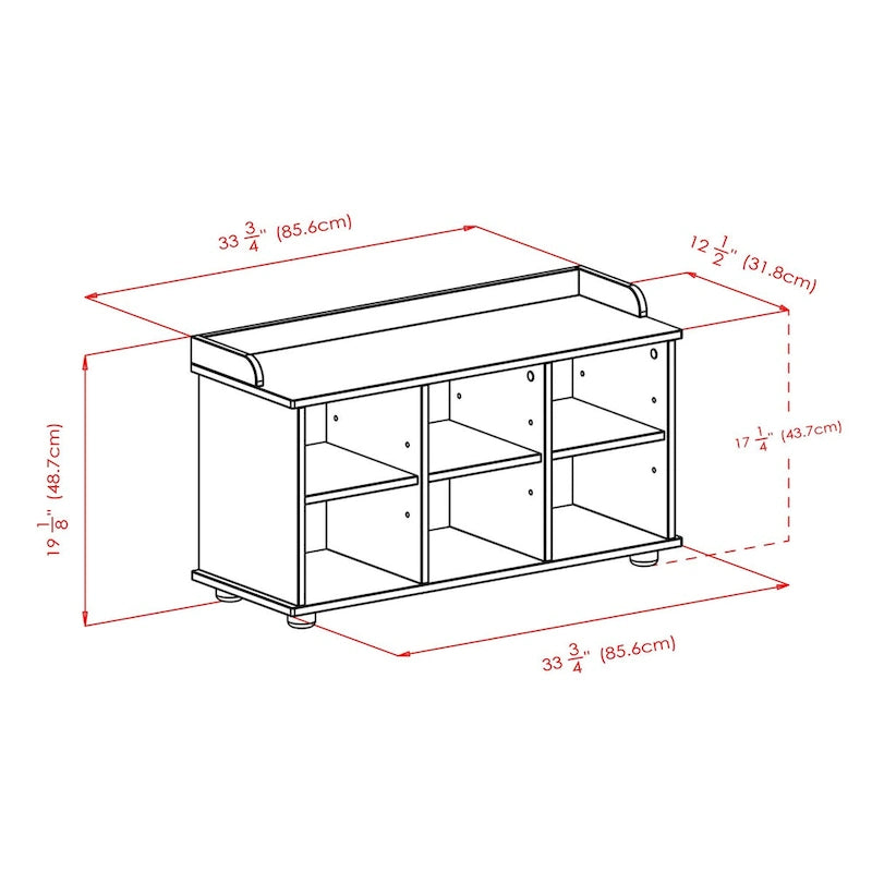 Townsend Storage Bench with Seat Cushion, Espresso and Black - 33.7 x 12.52 x 19.17 inches