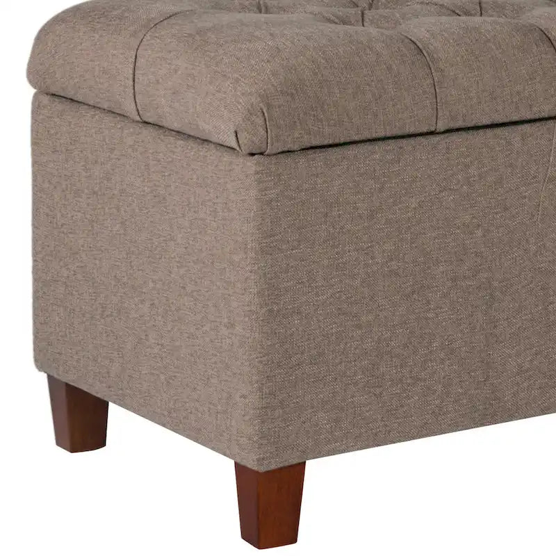 Textured Fabric Upholstered Tufted Wooden Bench With Hinged Storage, - 18 H x 40 W x 18 L Inches