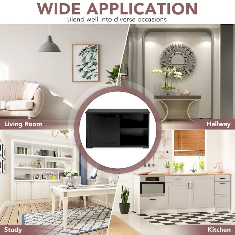 Antique Stackable Kitchen Storage Sideboard with Height Adjustable Shelf - 42 x 13 x 23.5 (L x W x H)