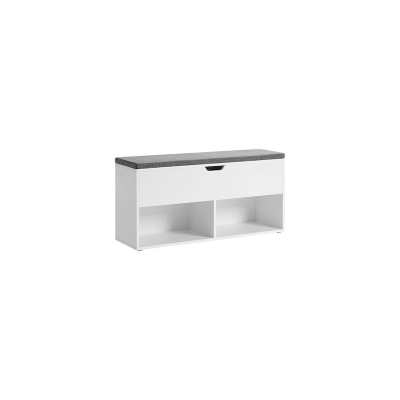 Gray Wood Shoe Storage Entryway Bench with Cushioned Seat - 11.8D x 39.4W x 18.9H