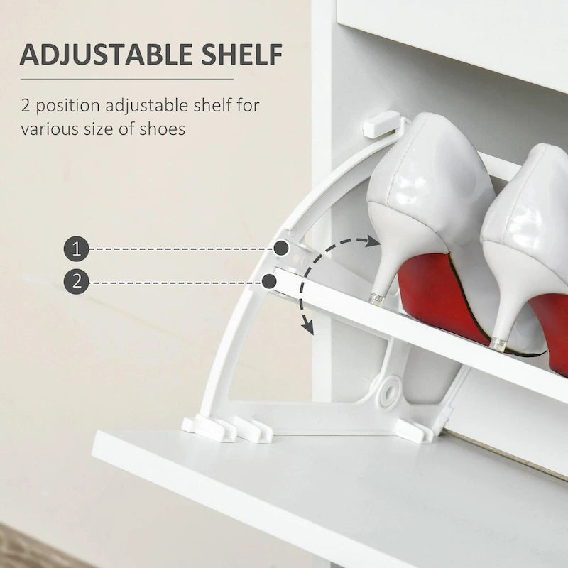 Modern 3-Drawer Shoe Cabinet with Adjustable Shelf and 2 Flip Doors
