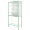 Elegant Floor Cabinet with 2 Glass Arched Doors Living Room Display Cabinet with Adjustable Shelves Anti-Tip Dust-free