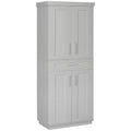 Modern Kitchen Pantry Freestanding Cabinet Cupboard with Doors and Drawer, Adjustable Shelving, Grey