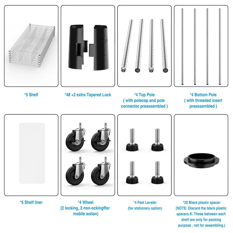 5 Tier 6000lbs Heavy Duty Adjustable Storage Rack Metal Shelf