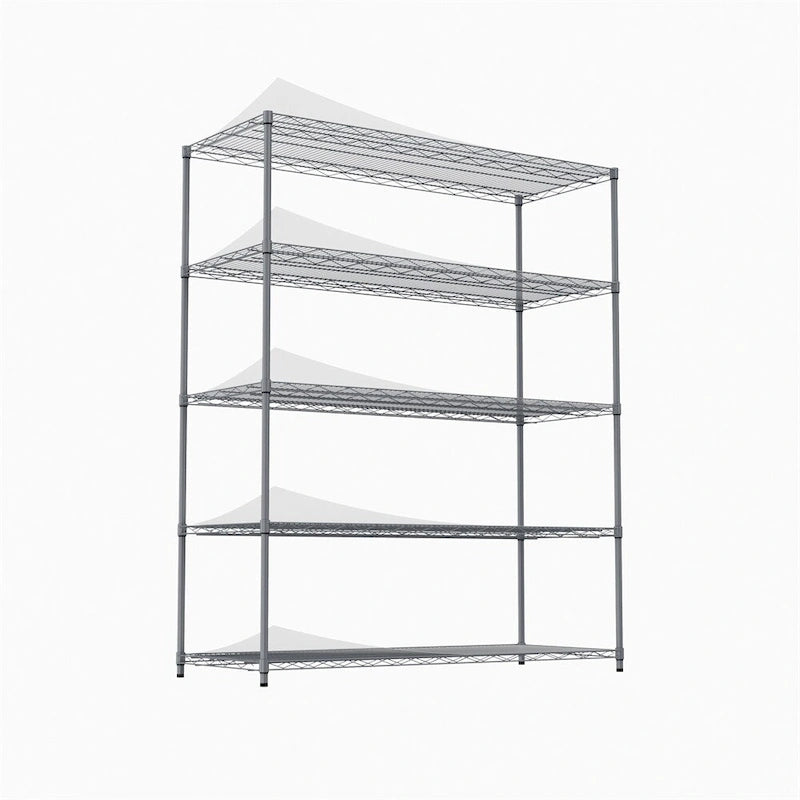 5 Tier Steel Heavy Duty Adjustable Shelves with Wheels and Feet