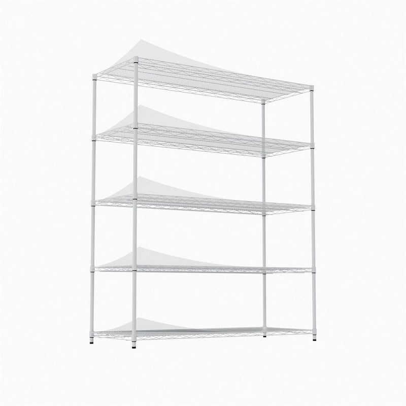 5 Tier Steel Heavy Duty Adjustable Shelves with Wheels and Feet