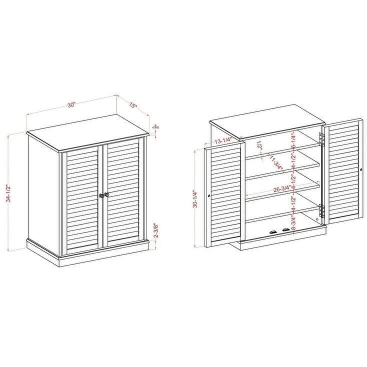 30 Modern Transitional Design 1pc Shoe Cabinet Oak Finish Adjustable Shelves - N/A