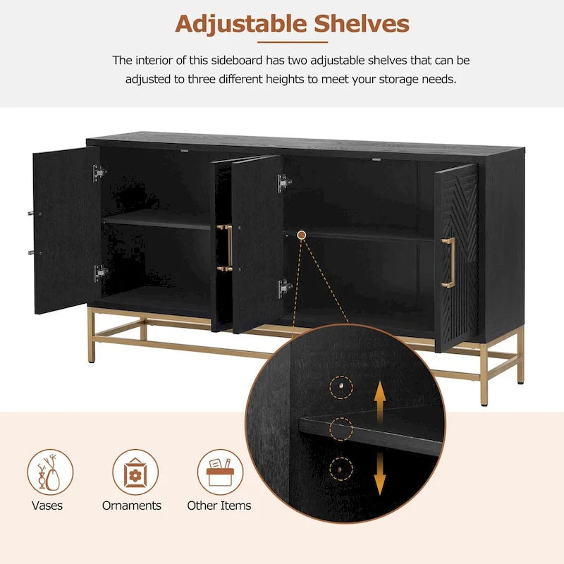Retro Style Sideboard with Adjustable Shelves