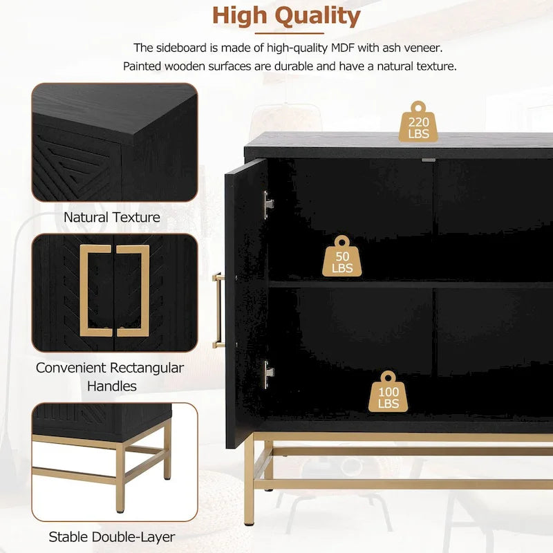 Retro Style Sideboard with Adjustable Shelves