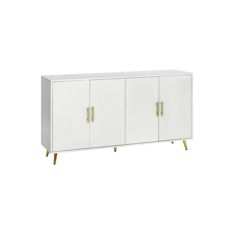 Wood TV Stand with Storage Cabinet and Adjustable Shelves