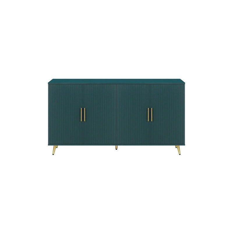 Wood TV Stand with Storage Cabinet and Adjustable Shelves