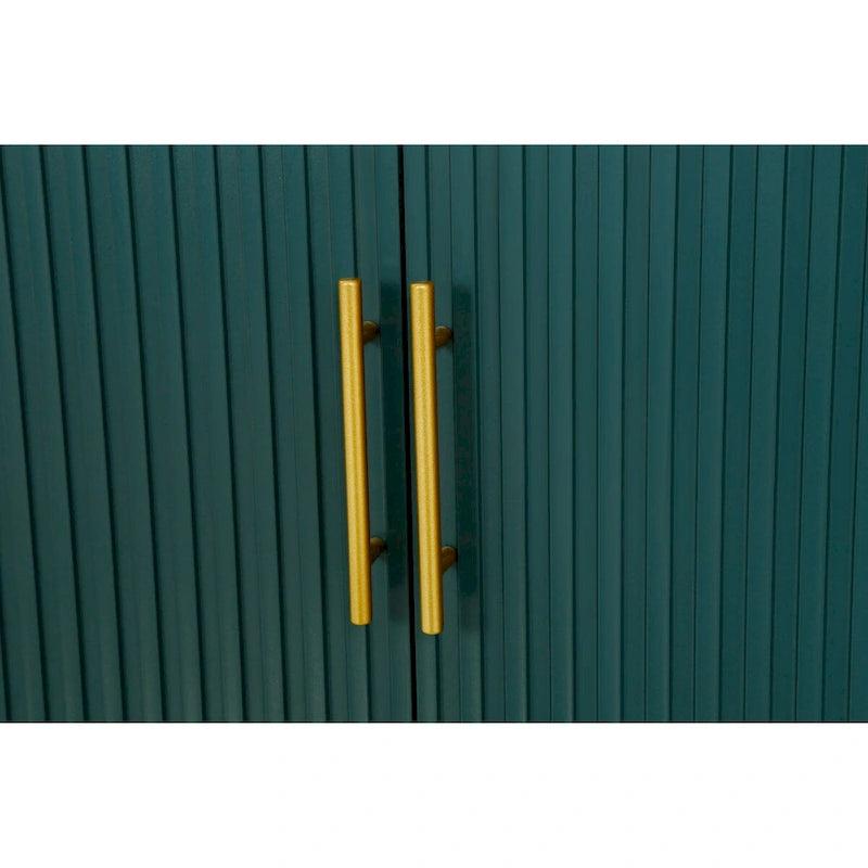 Wood TV Stand with Storage Cabinet and Adjustable Shelves