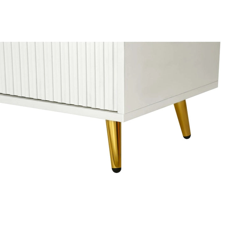 Wood TV Stand with Storage Cabinet and Adjustable Shelves