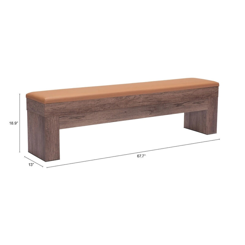 Set of 2 Lac Vieux Storage Bench Brown - N/A