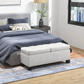 Upholstered Storage Ottoman Bench with Safety Hinges
