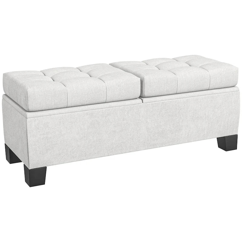 Upholstered Storage Ottoman Bench with Safety Hinges