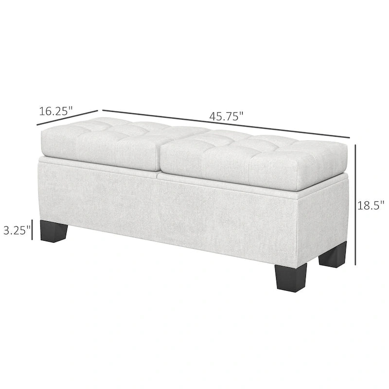 Upholstered Storage Ottoman Bench with Safety Hinges
