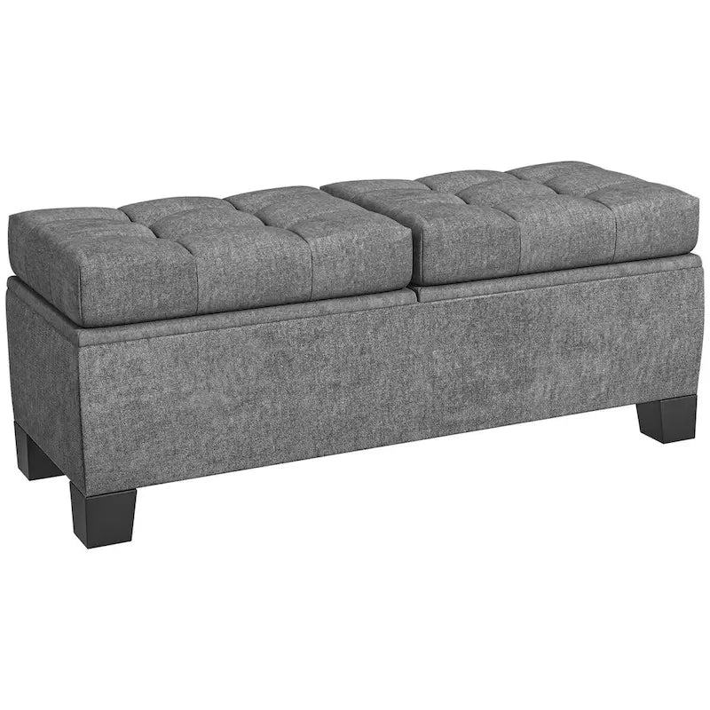 Upholstered Storage Ottoman Bench with Safety Hinges