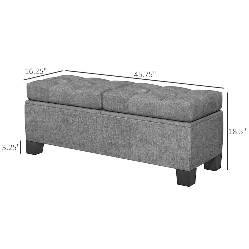 Upholstered Storage Ottoman Bench with Safety Hinges