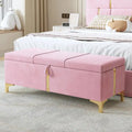 Elegant Upholstered Storage Ottoman with Metal Legs
