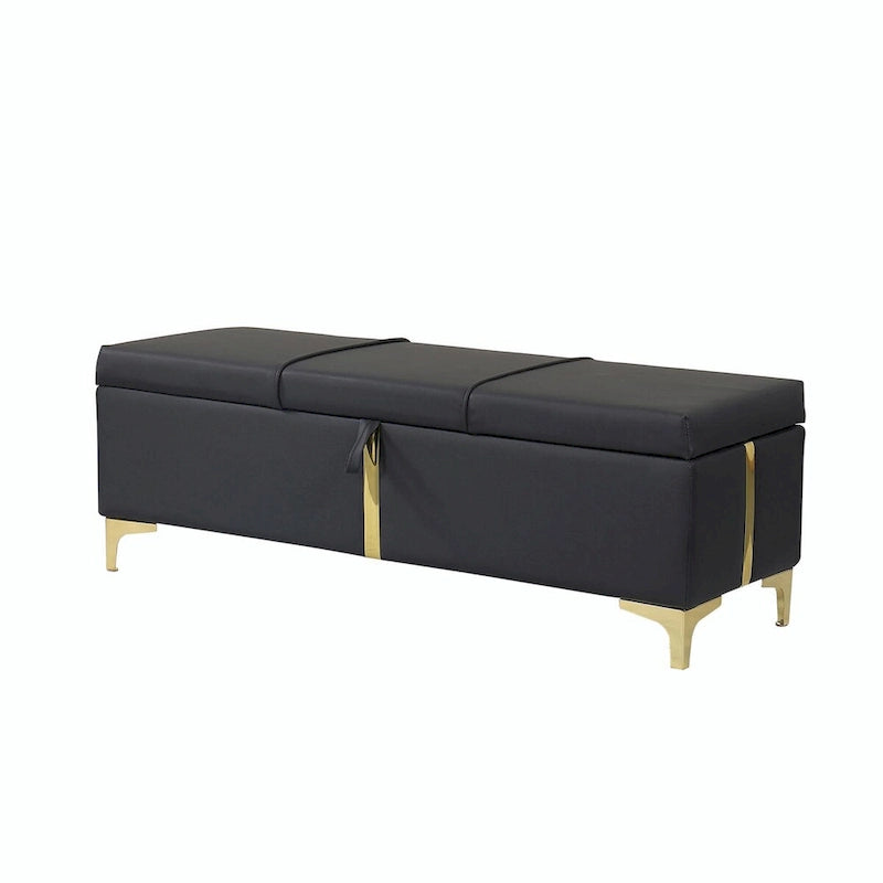 Elegant Upholstered Storage Ottoman with Metal Legs