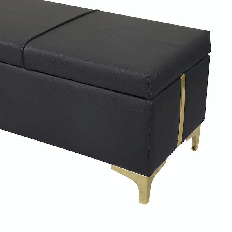 Elegant Upholstered Storage Ottoman with Metal Legs