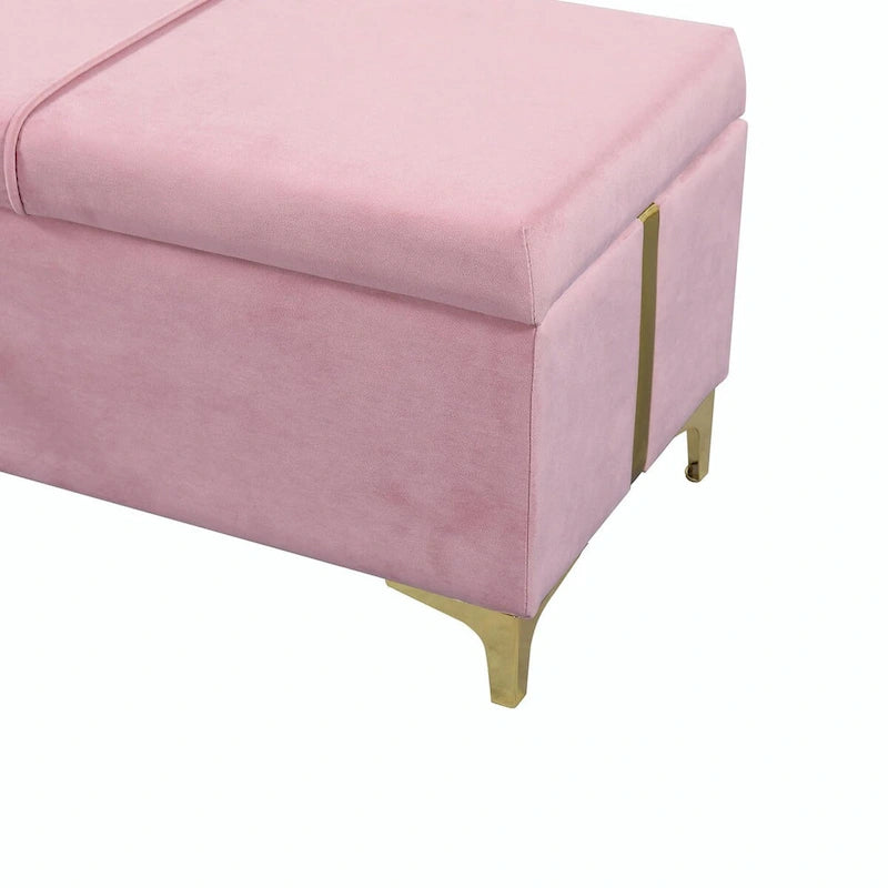 Elegant Upholstered Storage Ottoman with Metal Legs