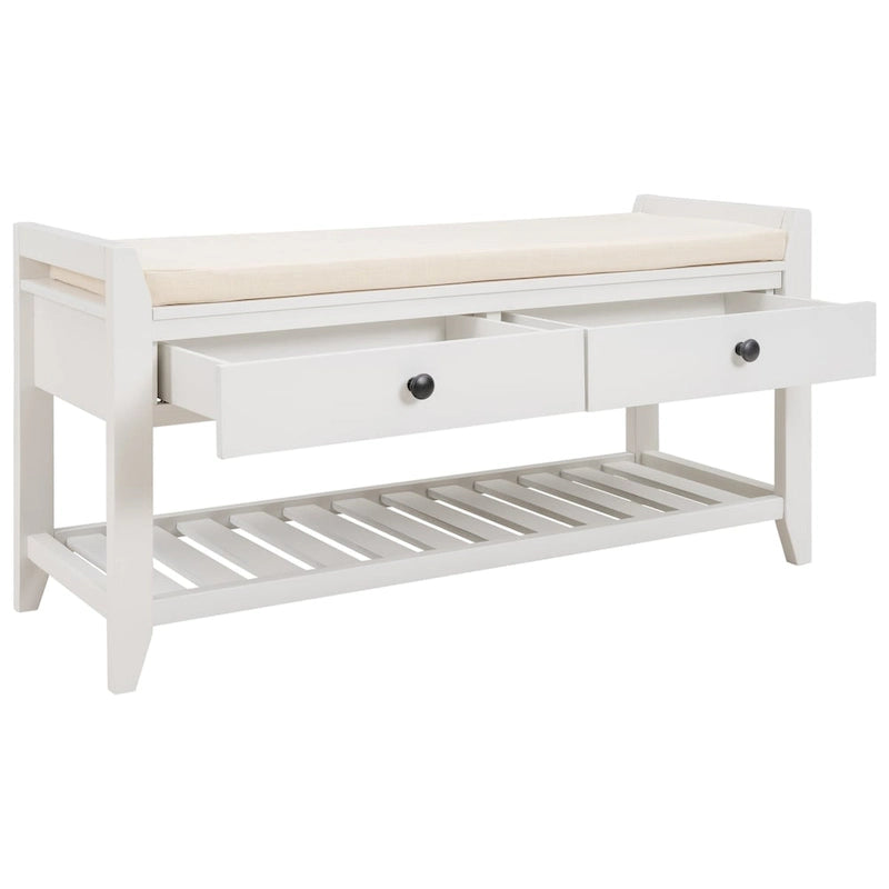Multipurpose Storage Shoe Bench with Cushioned Seat and Drawers