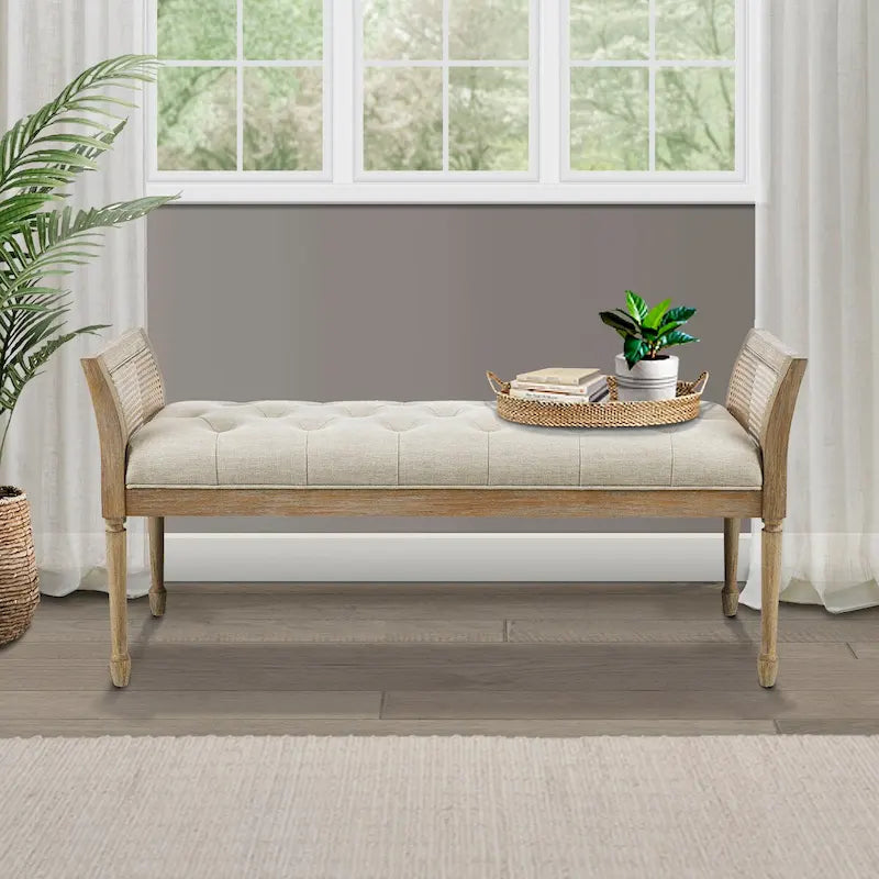 Wood Accent Bench with Cushion