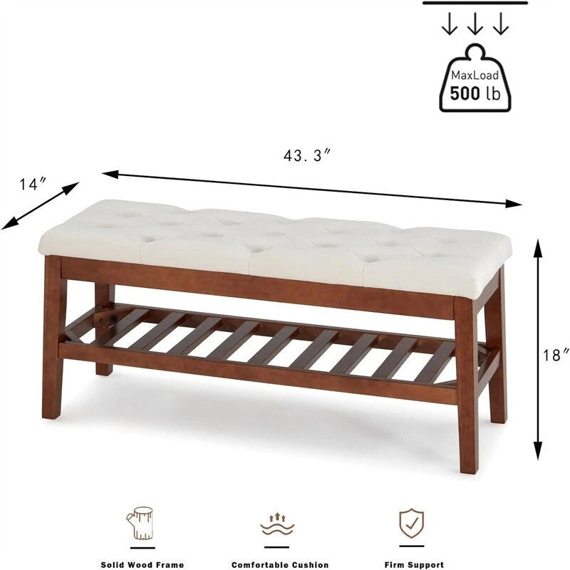 Shoe Bench Entryway - 43.3D x 14W x 18H