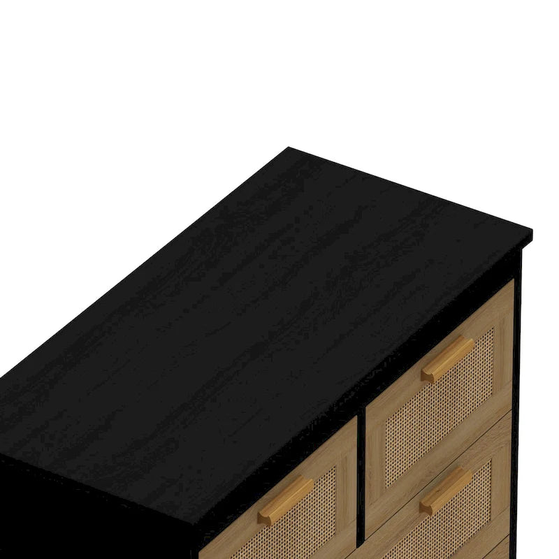 4 Drawers Rattan Cabinet,for Bedroom,Living Room,Dining Room,Hallways,Easy Assembly