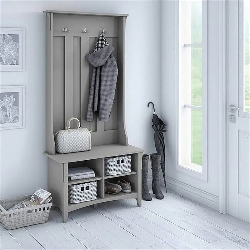 Bush Business Furniture Salinas Hall Tree with Shoe Bench - 15.75D x 31.73W x 68.11H