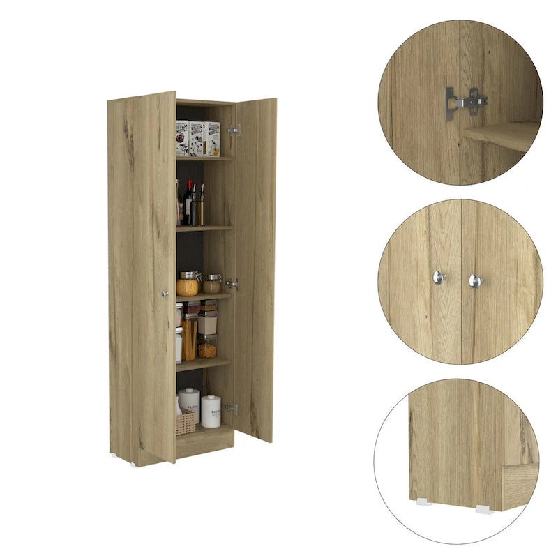 Multistorage Cabinet, Double Door, Five Shelves -Light Oak / Black