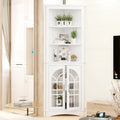 Corner Storage Cabinet,63.3 Tall Freestanding Bookcase with Doors & Adjustable Shelves,5-Tier Corner Display Cabinet